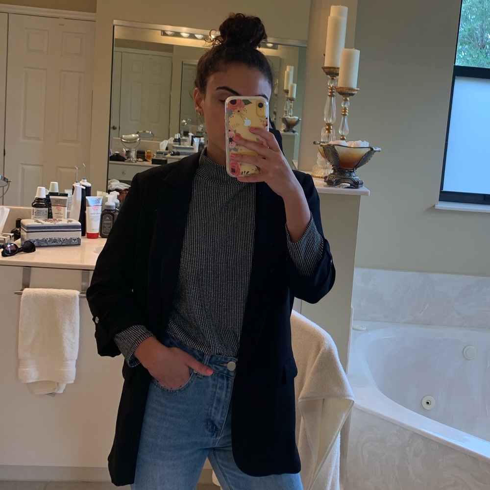 Mango Oversized Black & White Turtleneck